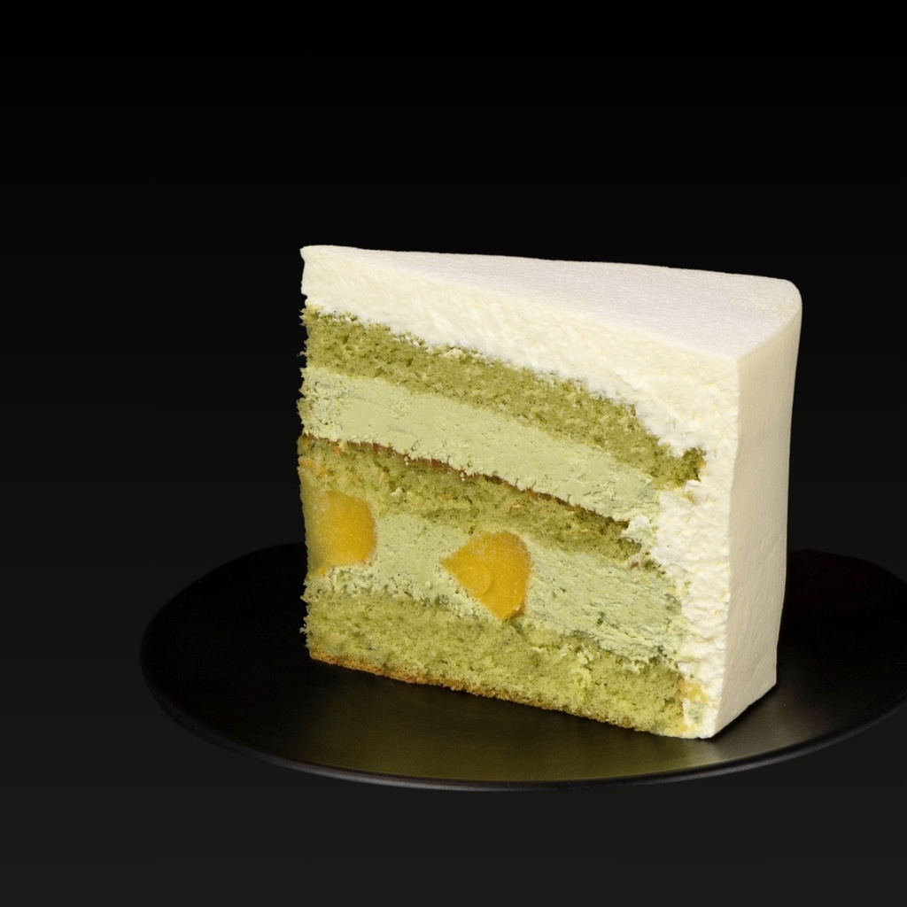 Green Tea Fresh Cream Cake Slice